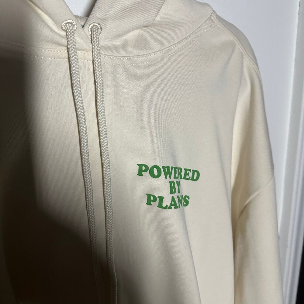 Stella McCartney Cream Powered by Plants Slogan Print Hoodie Sweatshirt Size XL - Picture 3 of 11